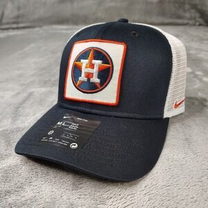 Houston Astros Nike Navy Blue White Trucker Mesh Snapback Adjustable Sz M/L‎ Hat